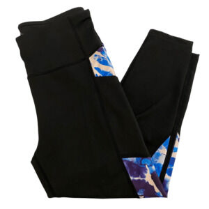 TKO Technical Knockout Leggings Womens Large Black Purple Tie Dye Media Pocket A